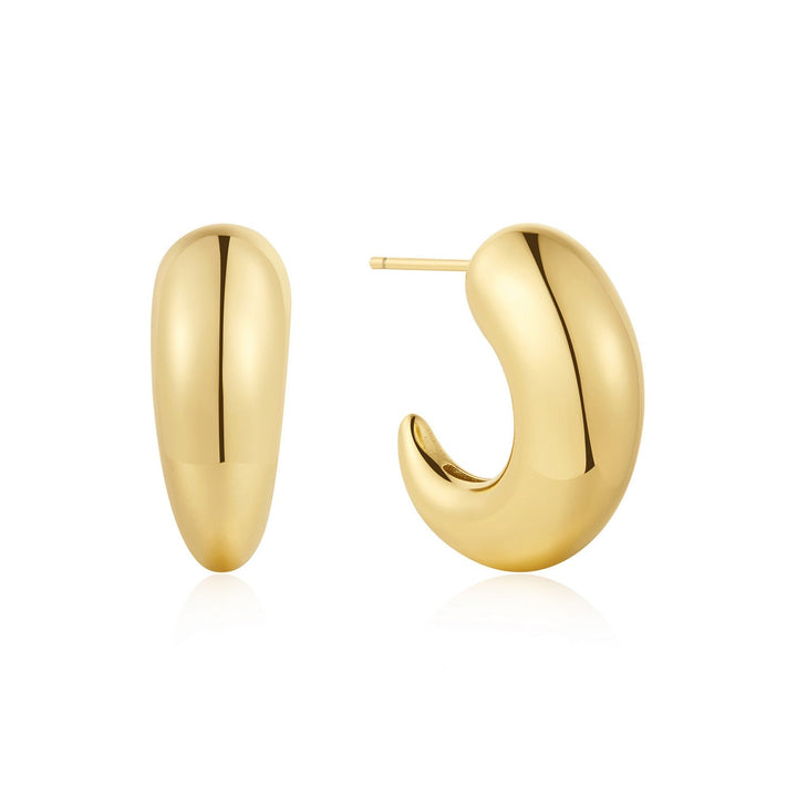 Ania Haie Fluid Light Gold Large Dome Stud Hoop Earrings E078-07G