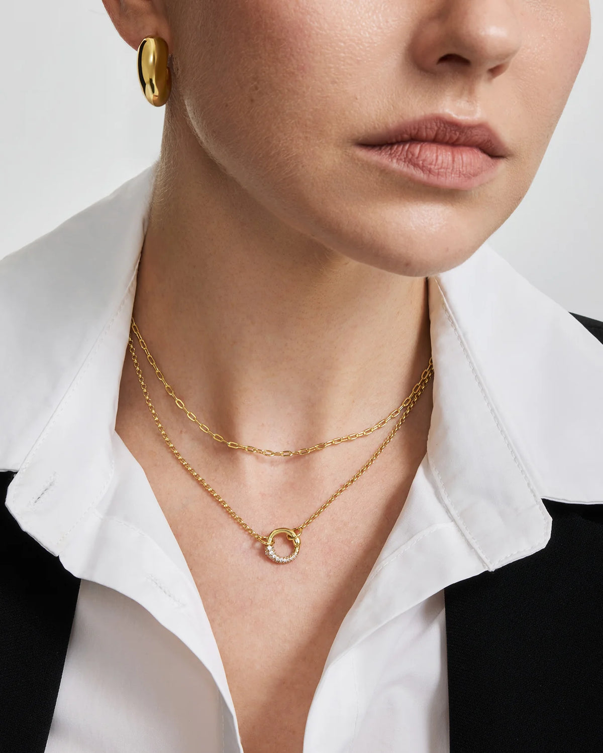 Ania Haie Fluid Light Gold Half Pavé & Polish Hoop Necklace N078-03G