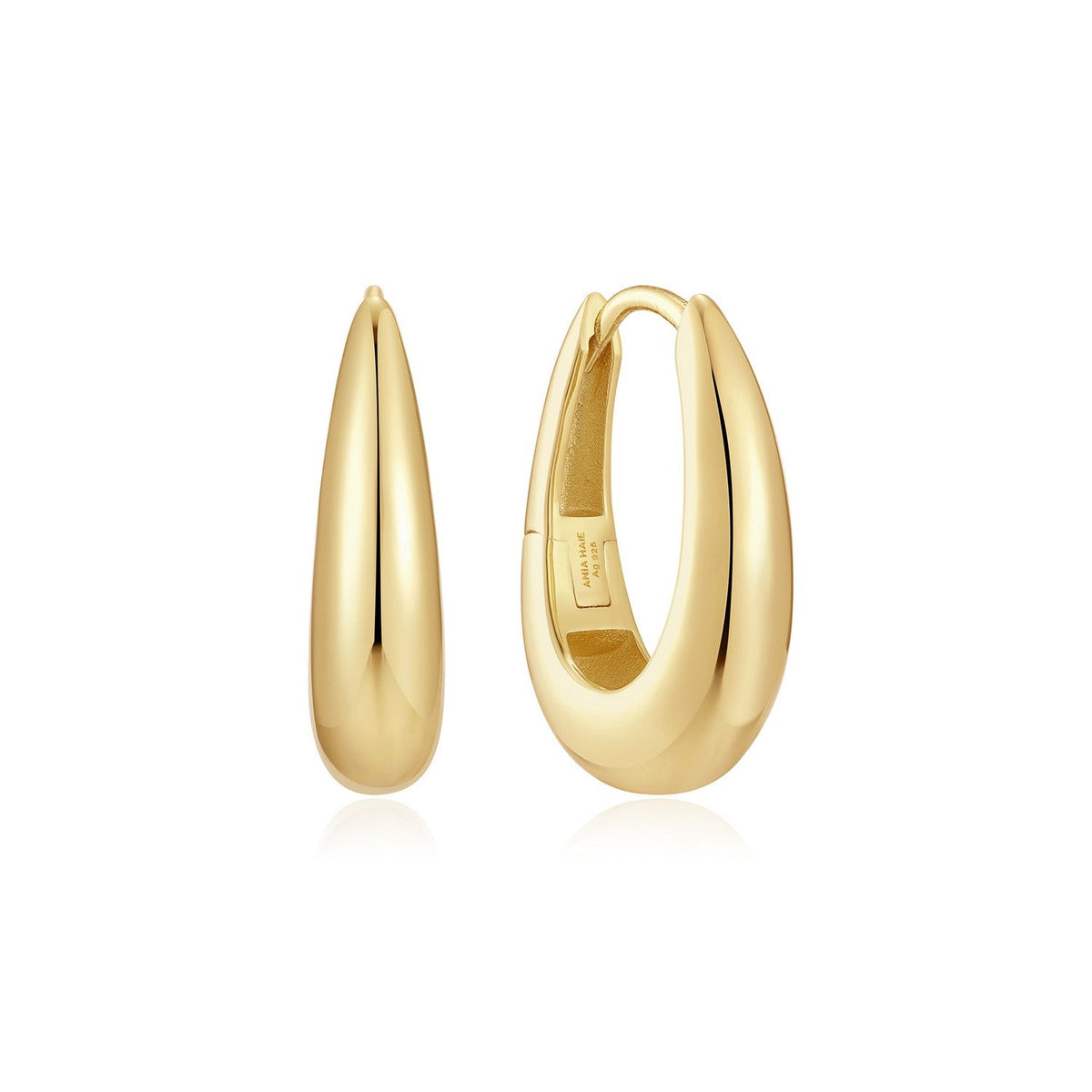 Ania Haie Fluid Light Gold Classic Dome Hoop Earrings E078-11G