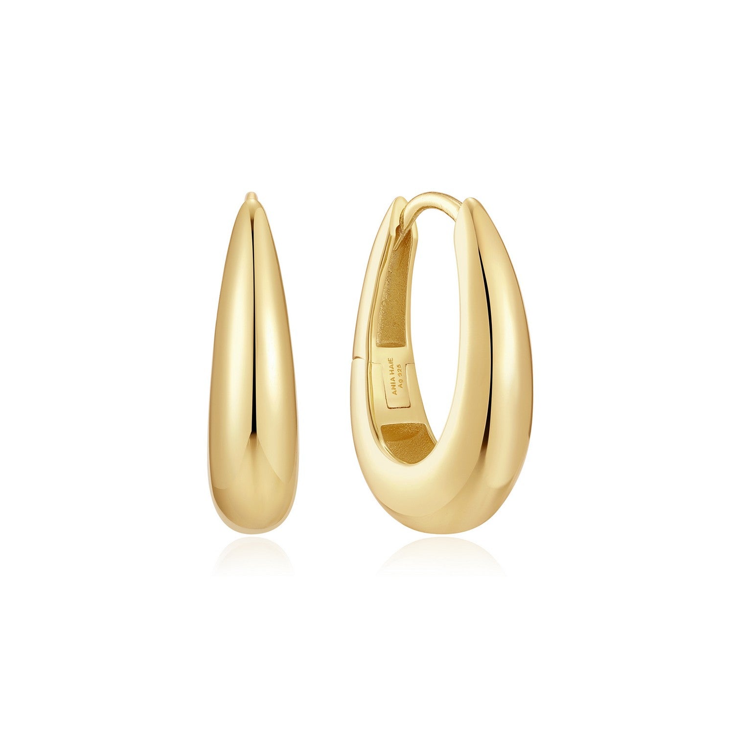 Ania Haie Fluid Light Gold Classic Dome Hoop Earrings E078-11G