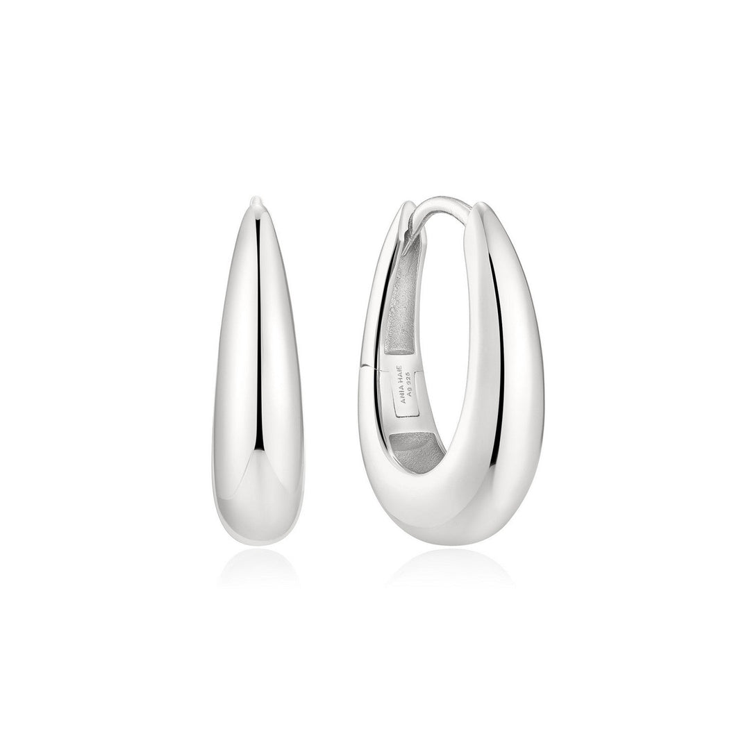 Ania Haie Fluid Light Silver Classic Dome Hoop Earrings E078-11H