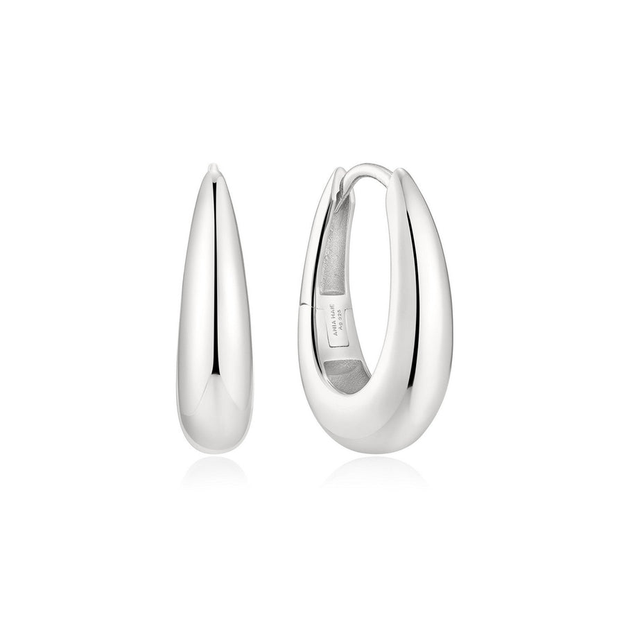 Ania Haie Fluid Light Silver Classic Dome Hoop Earrings E078-11H
