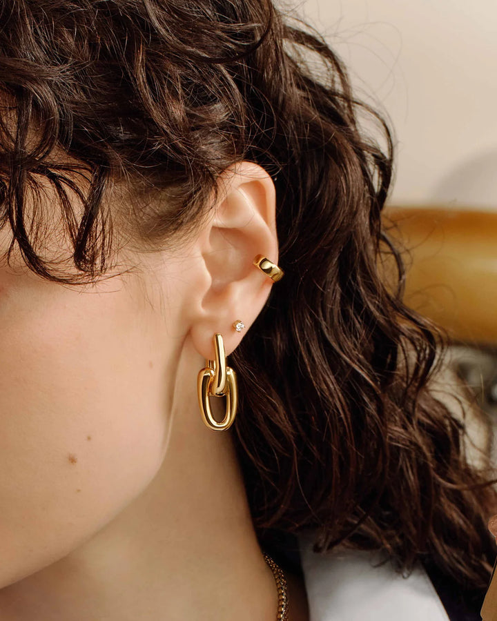 Ania Haie Fluid Light Gold Sculptural Interlocking Huggie Hoop Earrings E078-15G