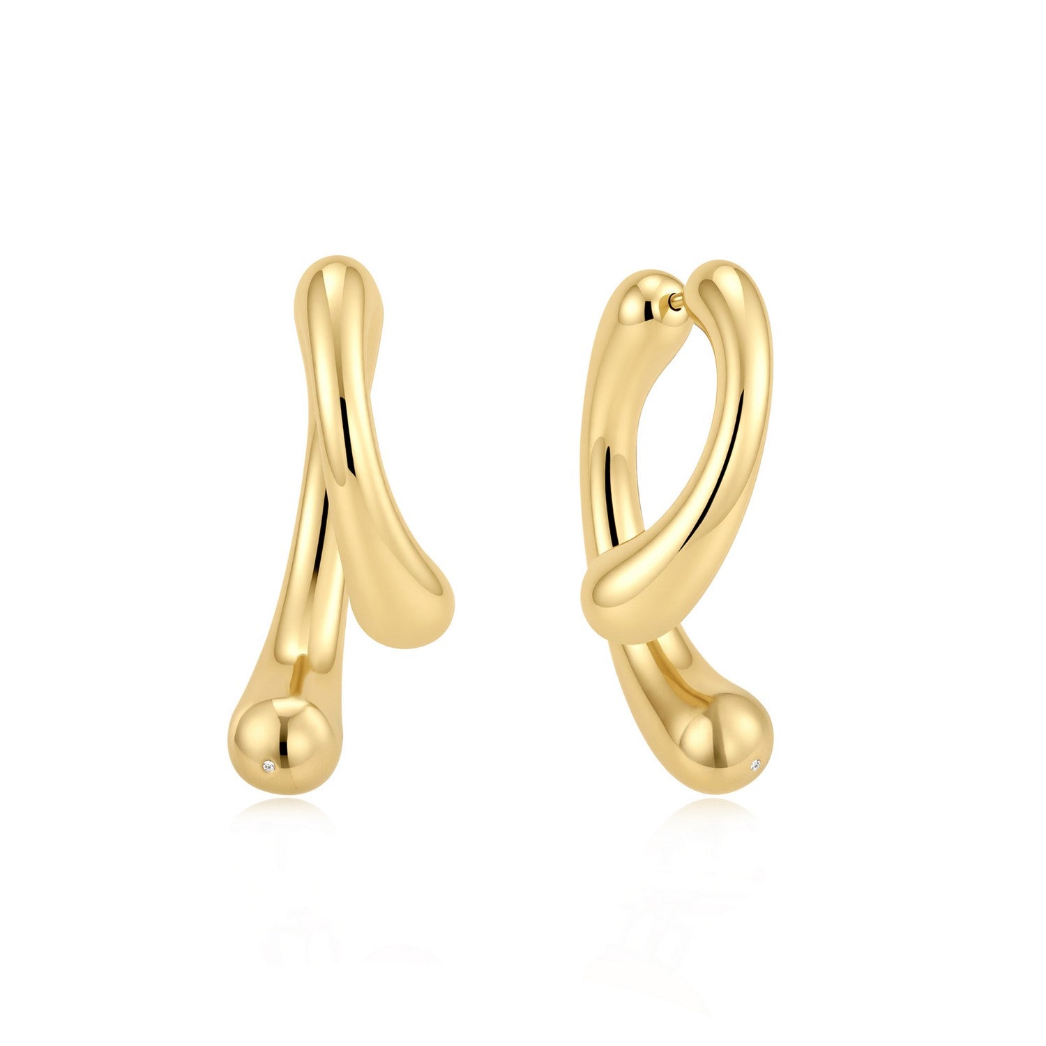 Ania Haie Fluid Light Gold Sculptural Arc Hoop Earrings E078-16G