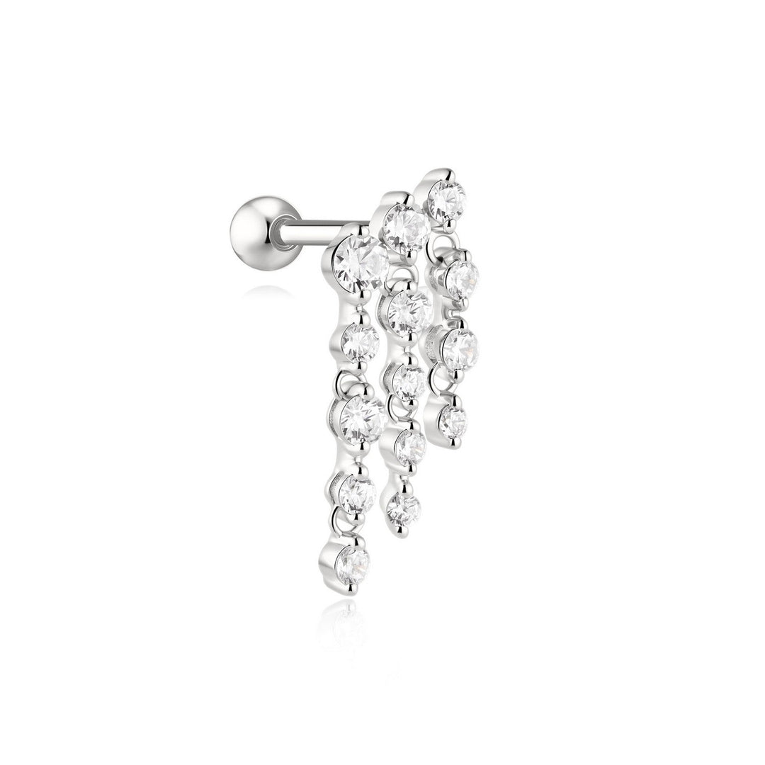 Ania Haie Fairy Dust Silver Triple Fringe Barbell Earring E079-05H