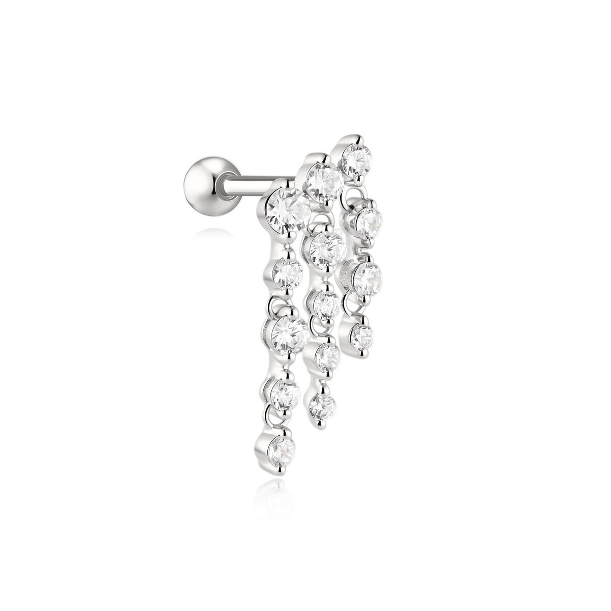 Ania Haie Fairy Dust Silver Triple Fringe Barbell Earring E079-05H