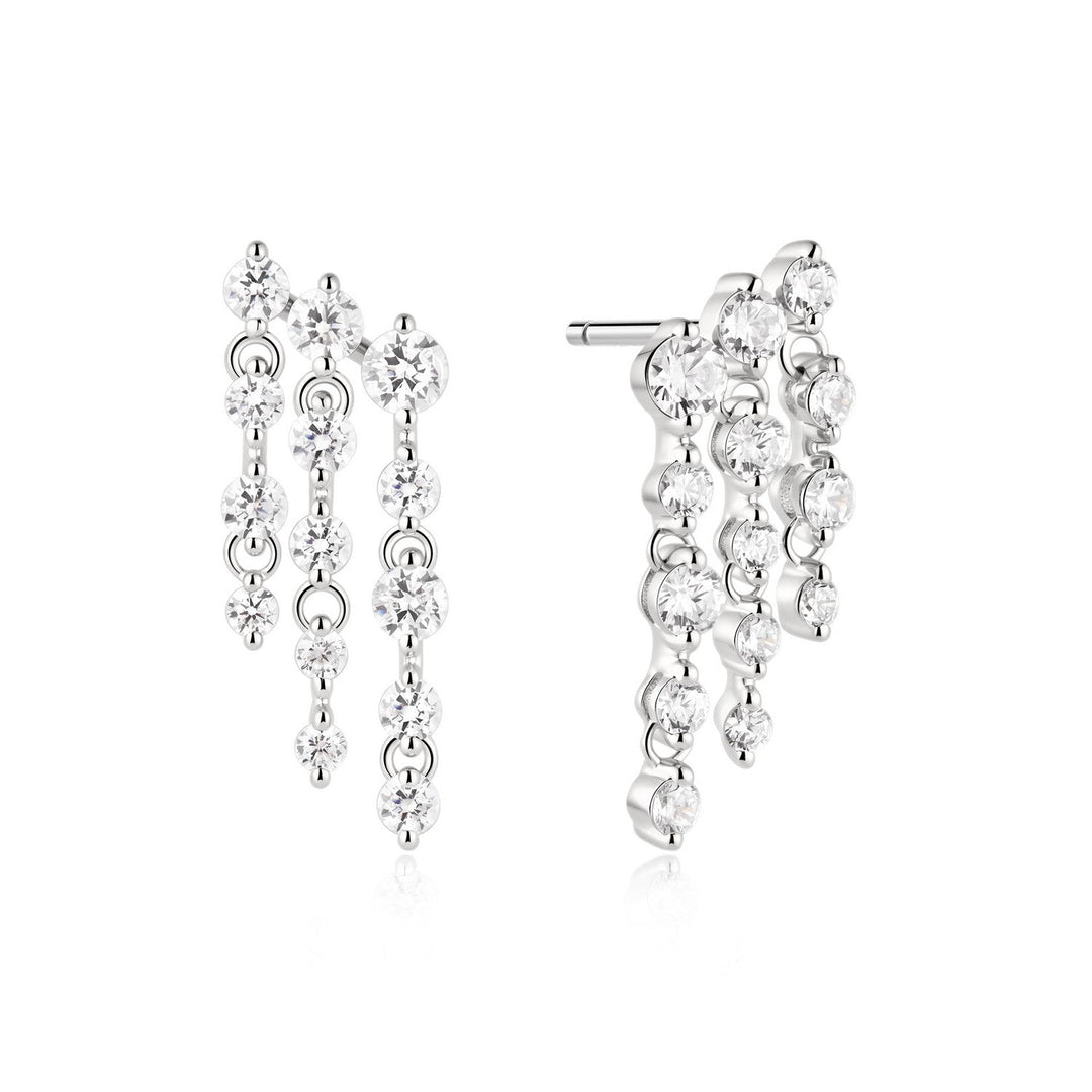 Ania Haie Fairy Dust Silver Triple Fringe Stud Earrings E079-06H