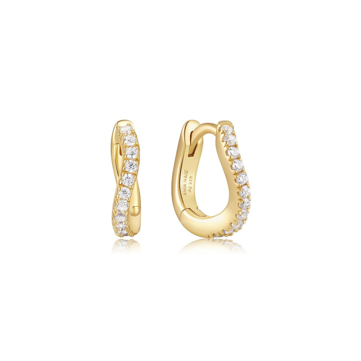 Ania Haie Fairy Dust Gold Slim Pave Wave Huggie Hoop Earrings E079-08G