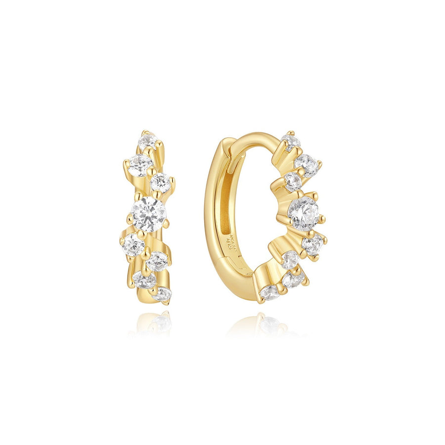 Ania Haie Fairy Dust Gold Zig-Zag Pave Huggie Hoop Earrings E079-09G