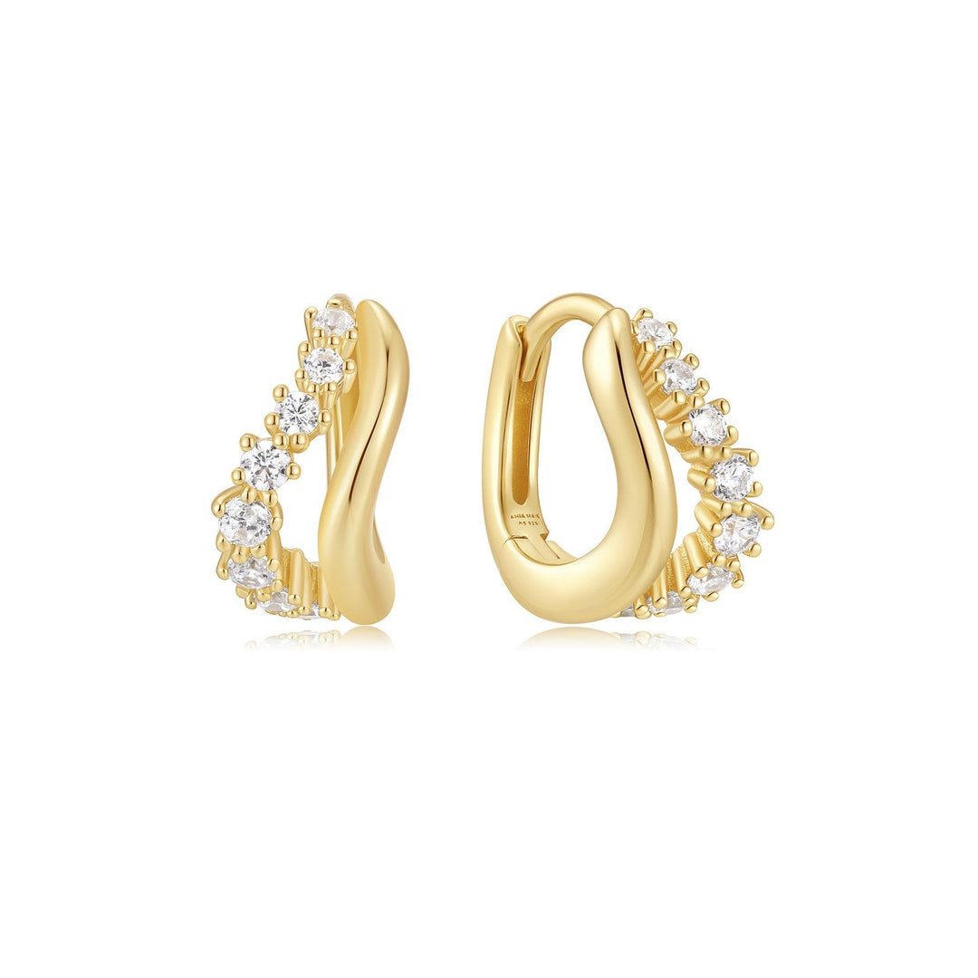 Ania Haie Fairy Dust Gold Duet Wave Huggie Hoop Earrings E079-10G