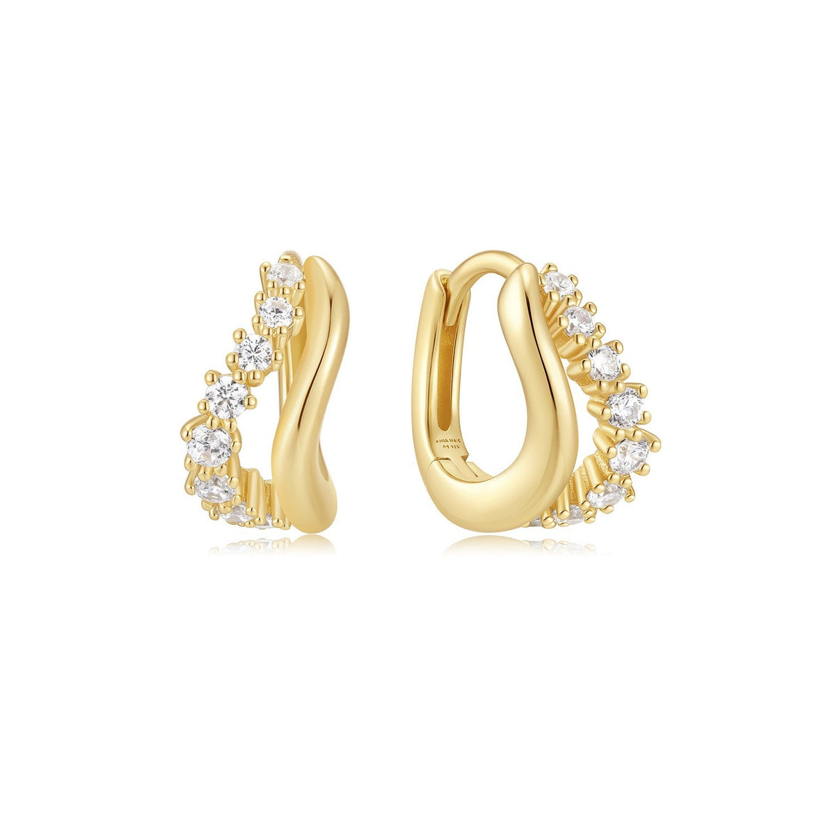 Ania Haie Fairy Dust Gold Duet Wave Huggie Hoop Earrings E079-10G