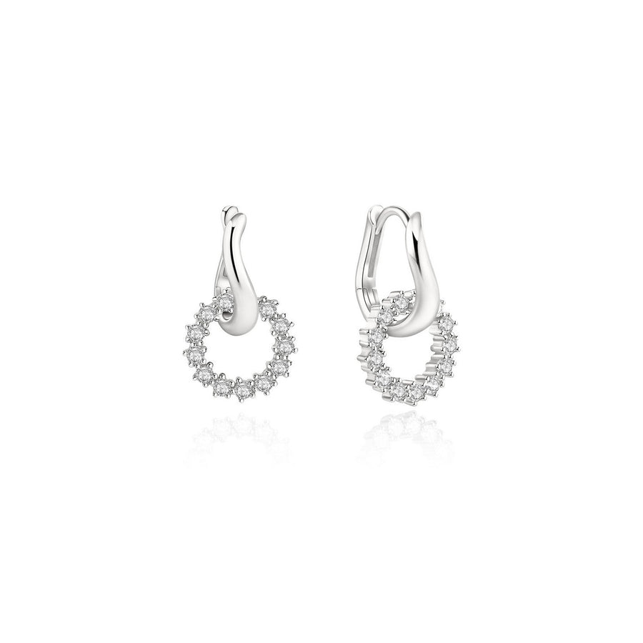 Ania Haie Fairy Dust Silver Pave Interlocked Huggie Hoop Earrings E079-12H