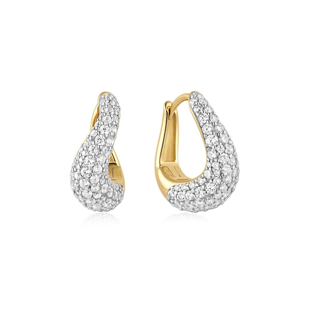 Ania Haie Fairy Dust Gold Pave Wave Huggie Hoop Earrings E079-13G
