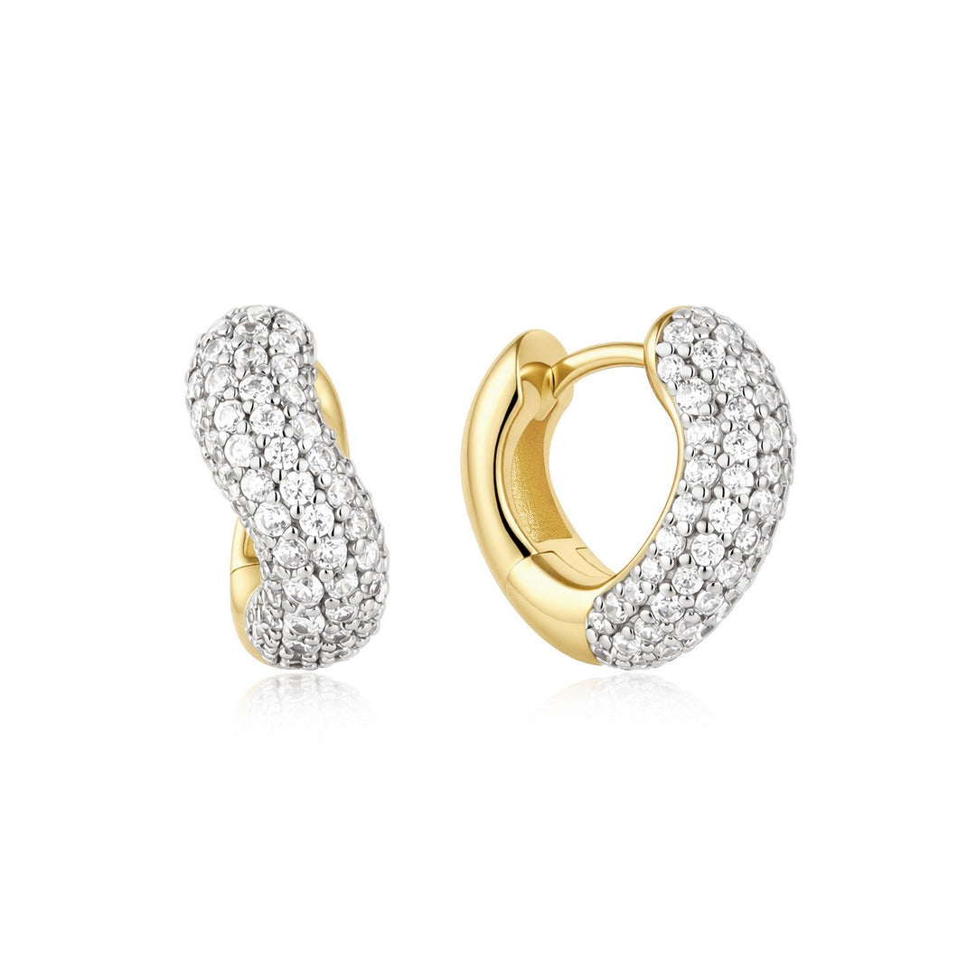 Ania Haie Fairy Dust Gold Chunky Pave Wave Huggie Hoop Earrings E079-14G