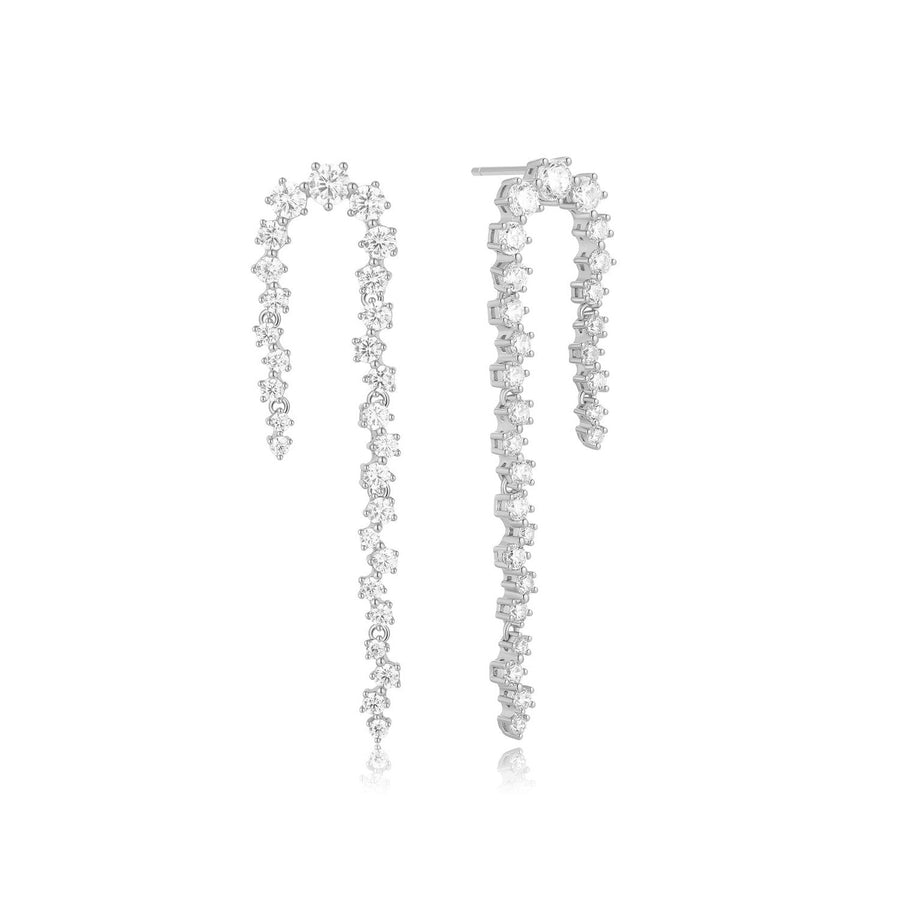 Ania Haie Fairy Dust Silver Sparkling Zig-Zag Drop Stud Earrings E079-16H