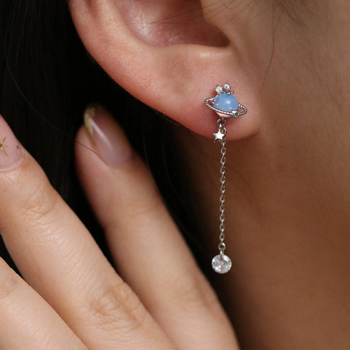 Moonstone saturn dangle earrings-2