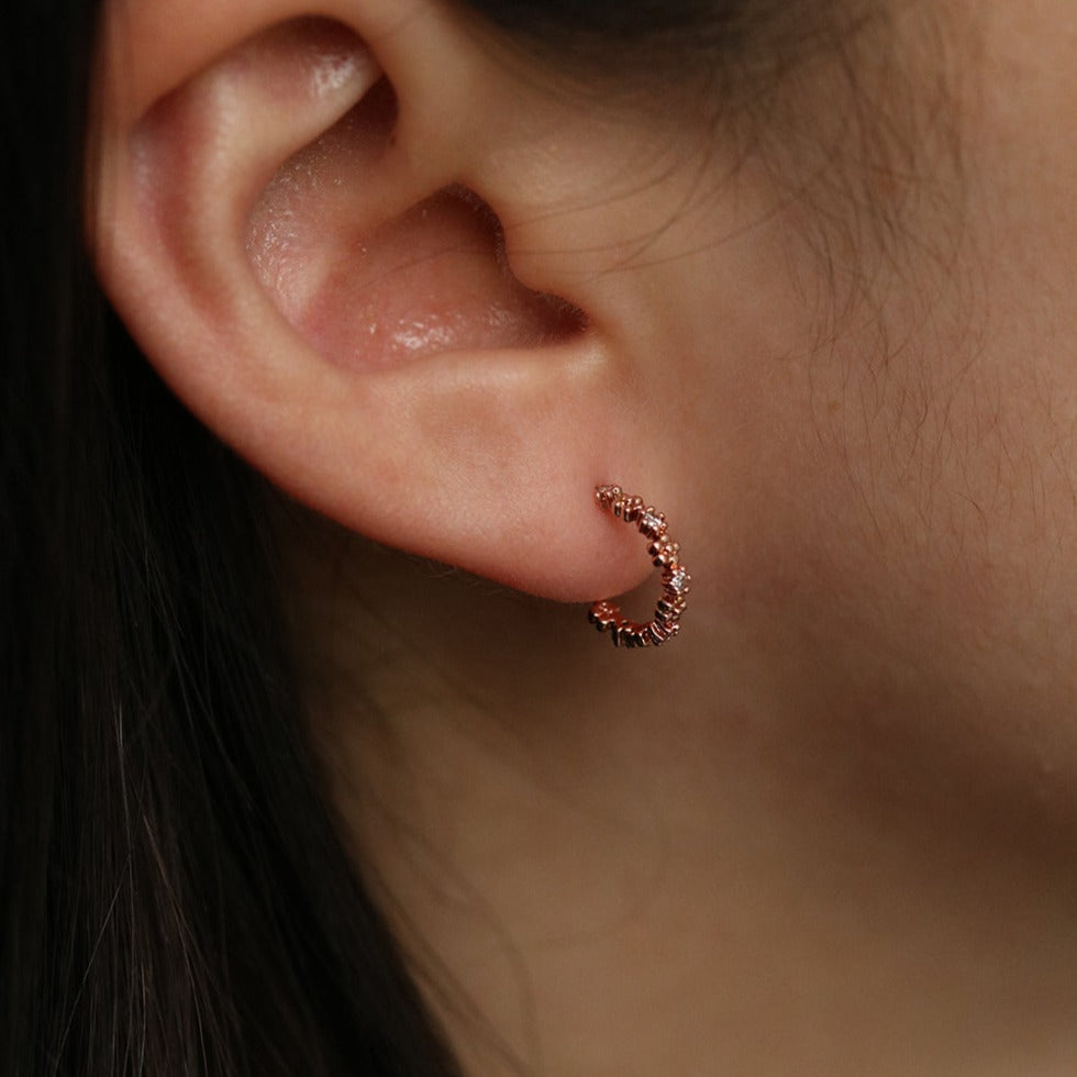 Flower cubic semi-hoop earrings-2