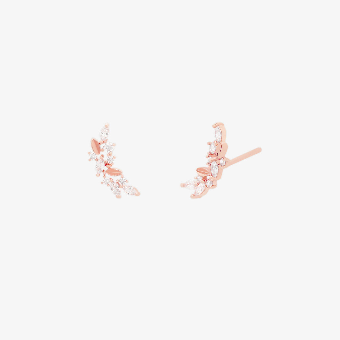 Curved cubic leaves earrings-3