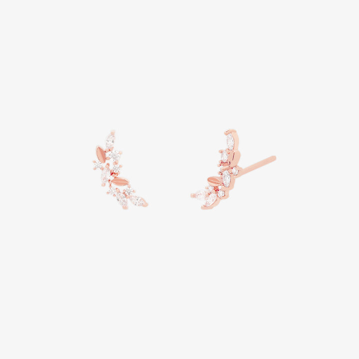 Curved cubic leaves earrings-3