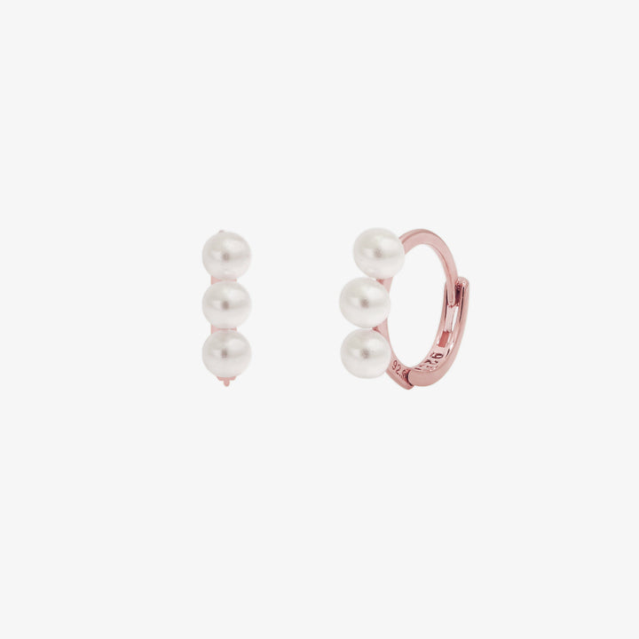 Triple Pearls Huggie Earring-6