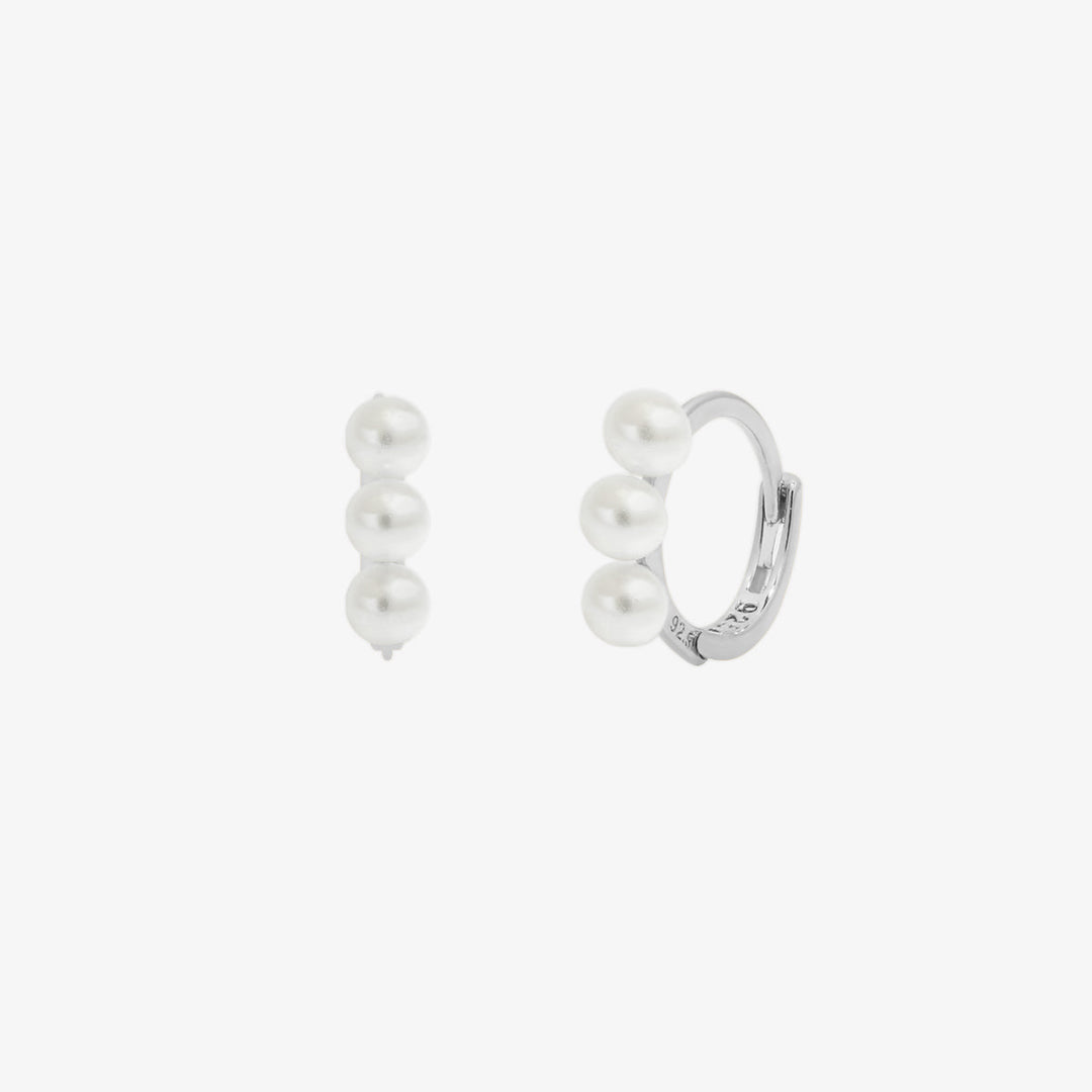 Triple Pearls Huggie Earring-5