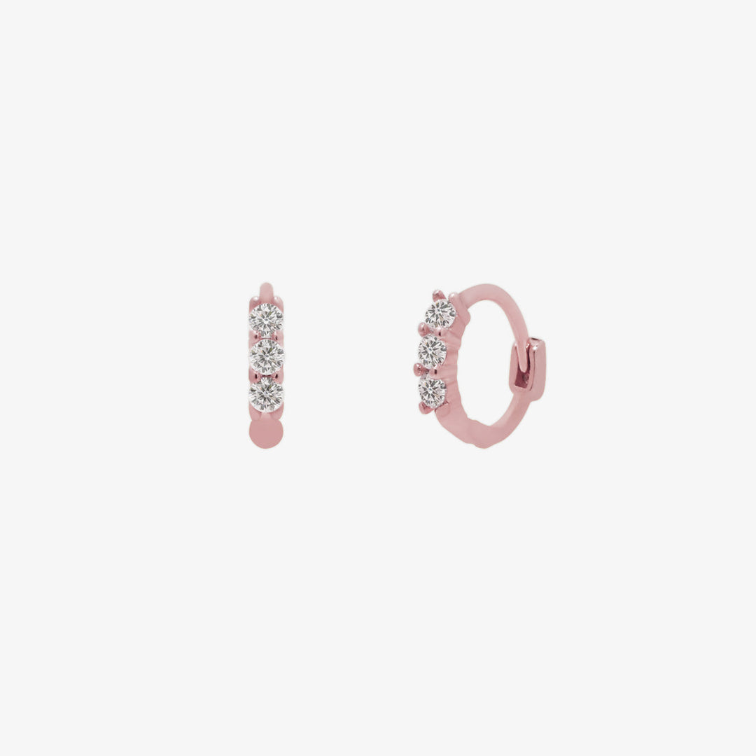 Triple Cubic Huggie Earring (925)-6