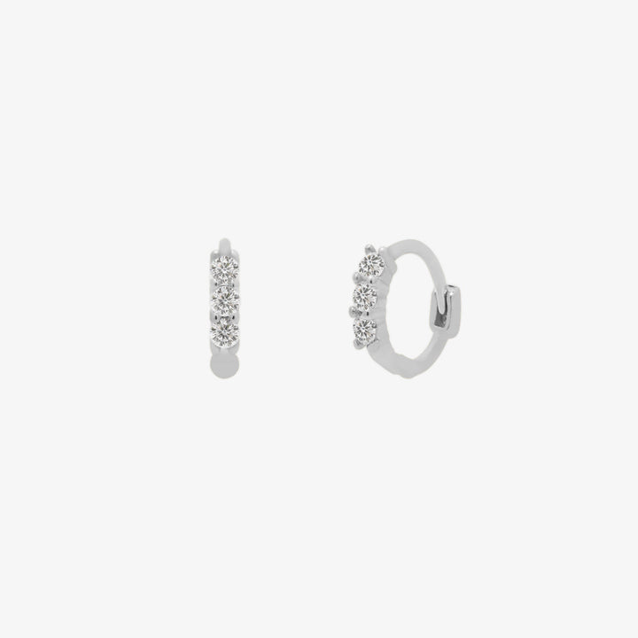 Triple Cubic Huggie Earring (925)-5