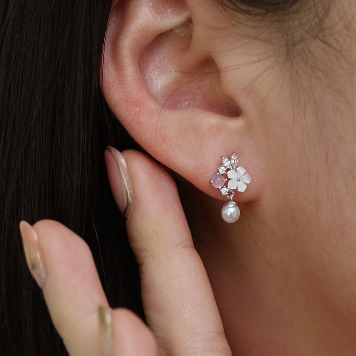 Lily rose quartz dangle earrings-4