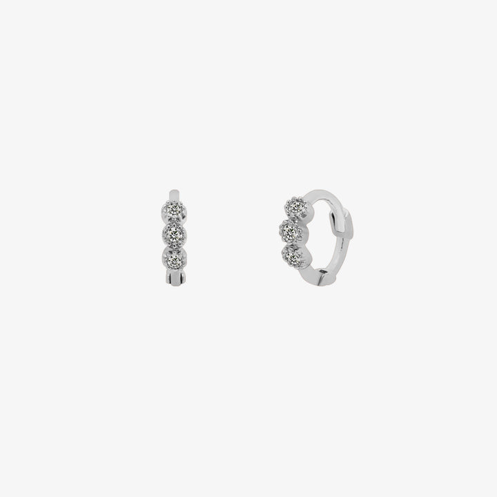 Triple Cubic Huggie Earring-4