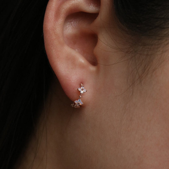 Moonstone clover semi-hoop earrings-1