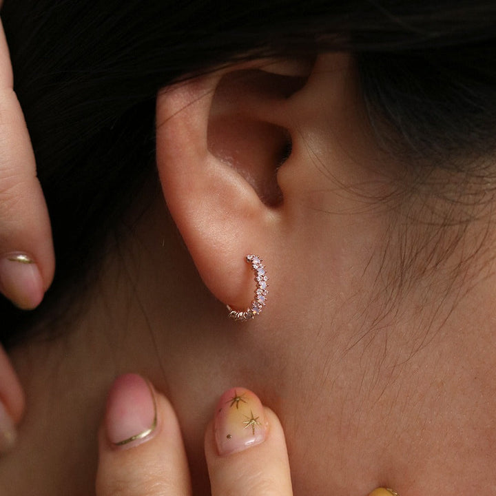 Snowflake semi-hoop earrings-4