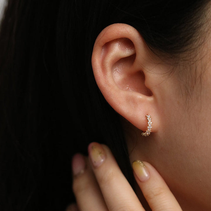 Snowflake semi-hoop earrings-3