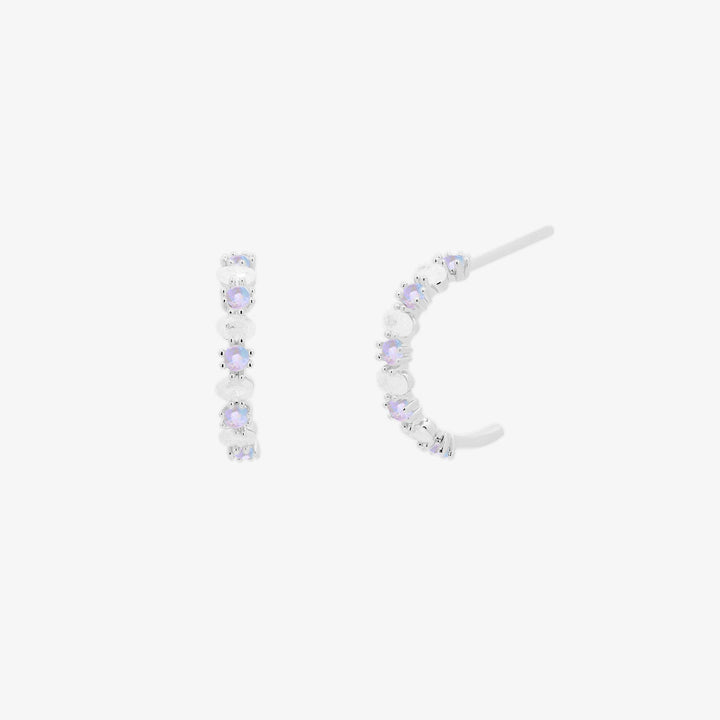 Pastel moonstone semi-hoop earrings-4