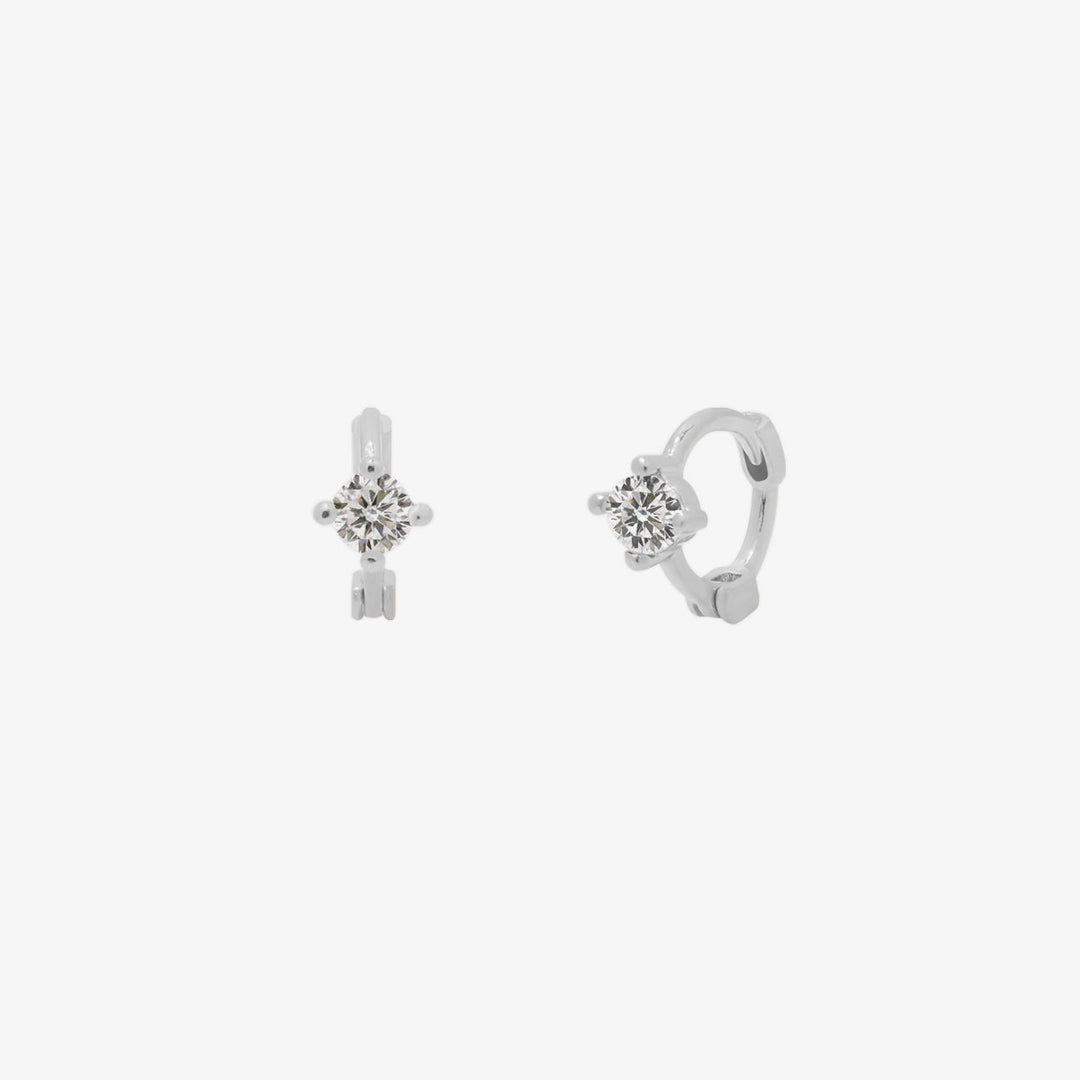 Single White Topaz Huggie Earrings-5