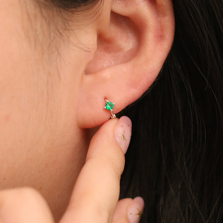 Single green onyx huggie earring-2