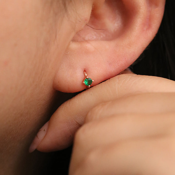 Single green onyx huggie earring-4