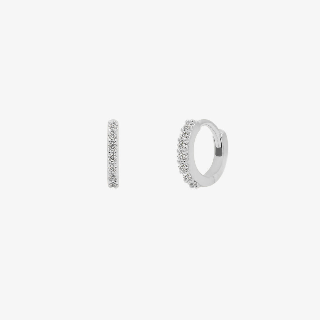 Simple Pave Huggie Earrings-5
