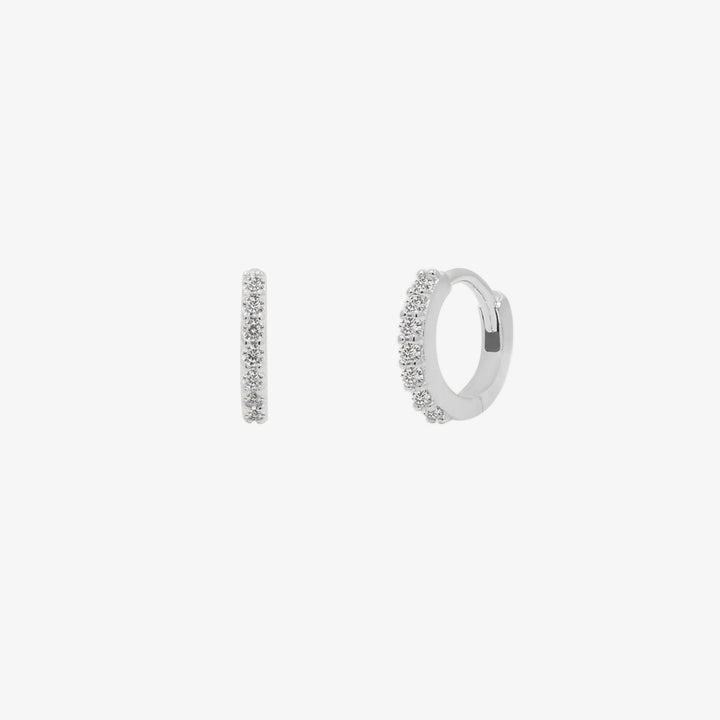 Simple Pave Huggie Earrings-5