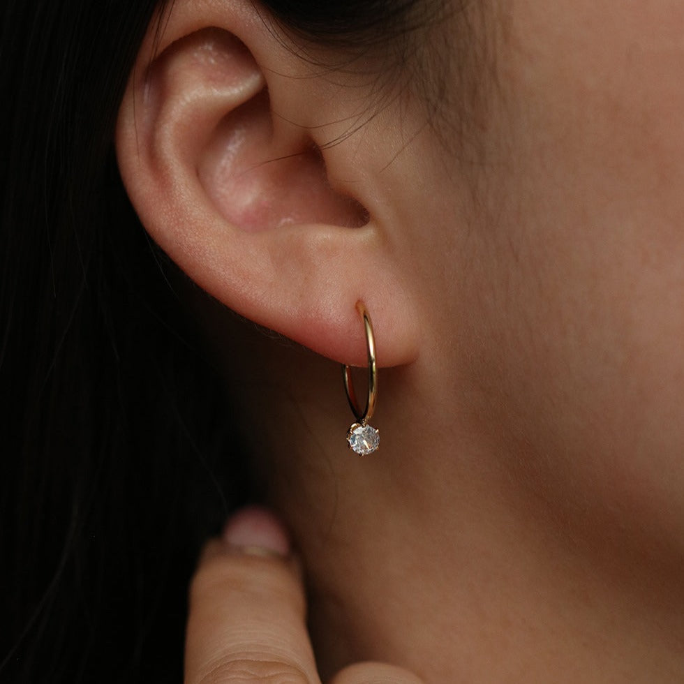 Cubic dangled semi-hoop earrings-2
