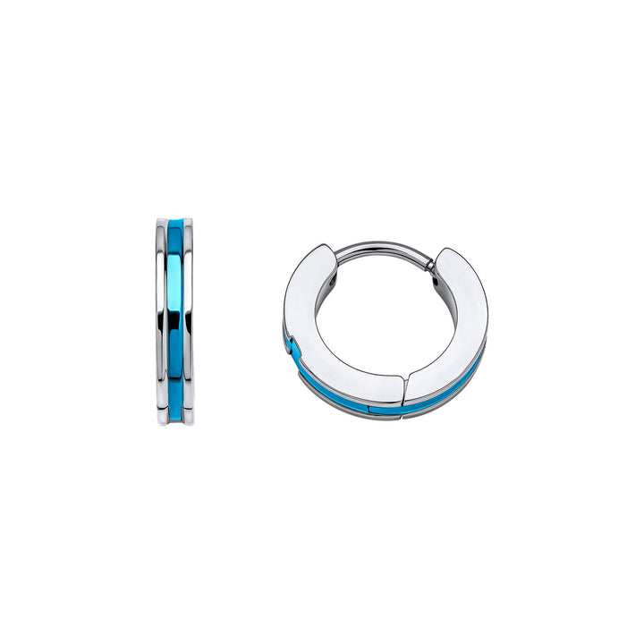 Stainless Steel Blue Hoop Earrings E6566L