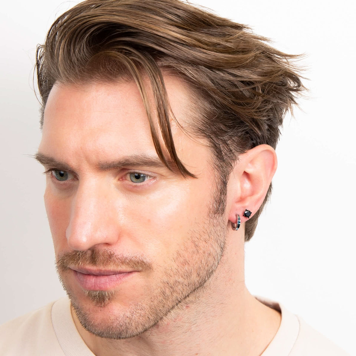 Stainless Steel Black Zirconia Stud Earrings E6571B
