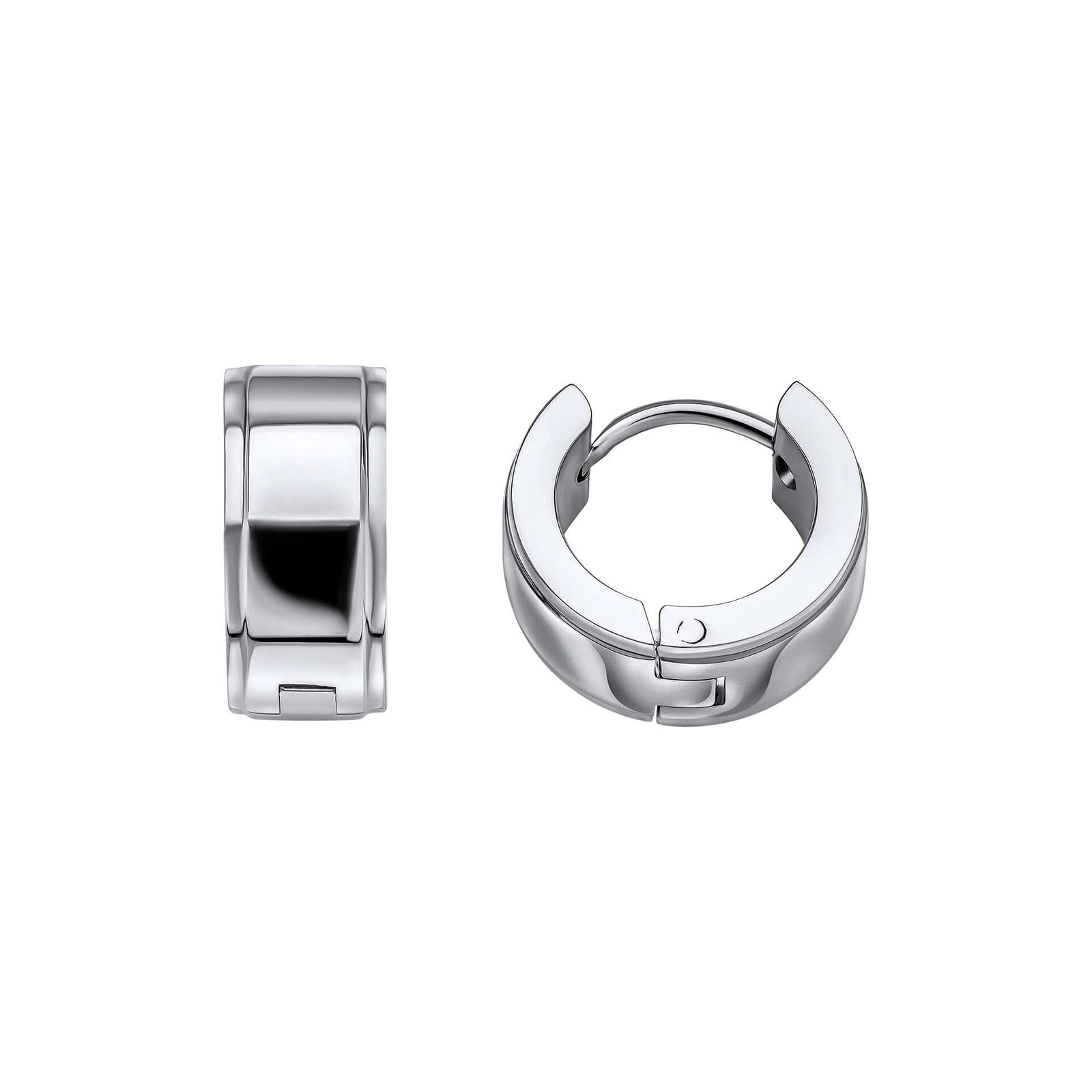 Polished Stainless Steel Hoop Earrings E6567