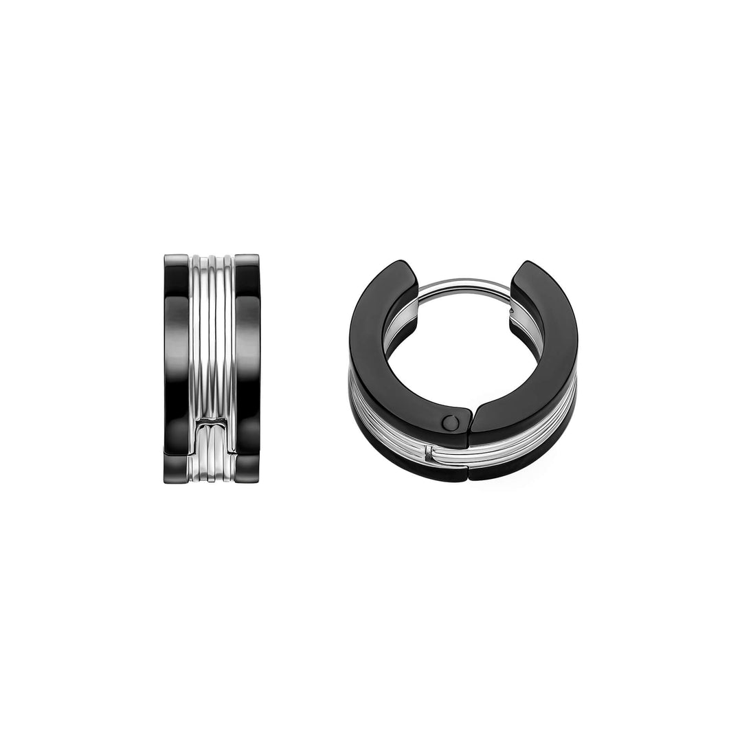 Stainless Steel Black Plated Hoop Earrings E6570B