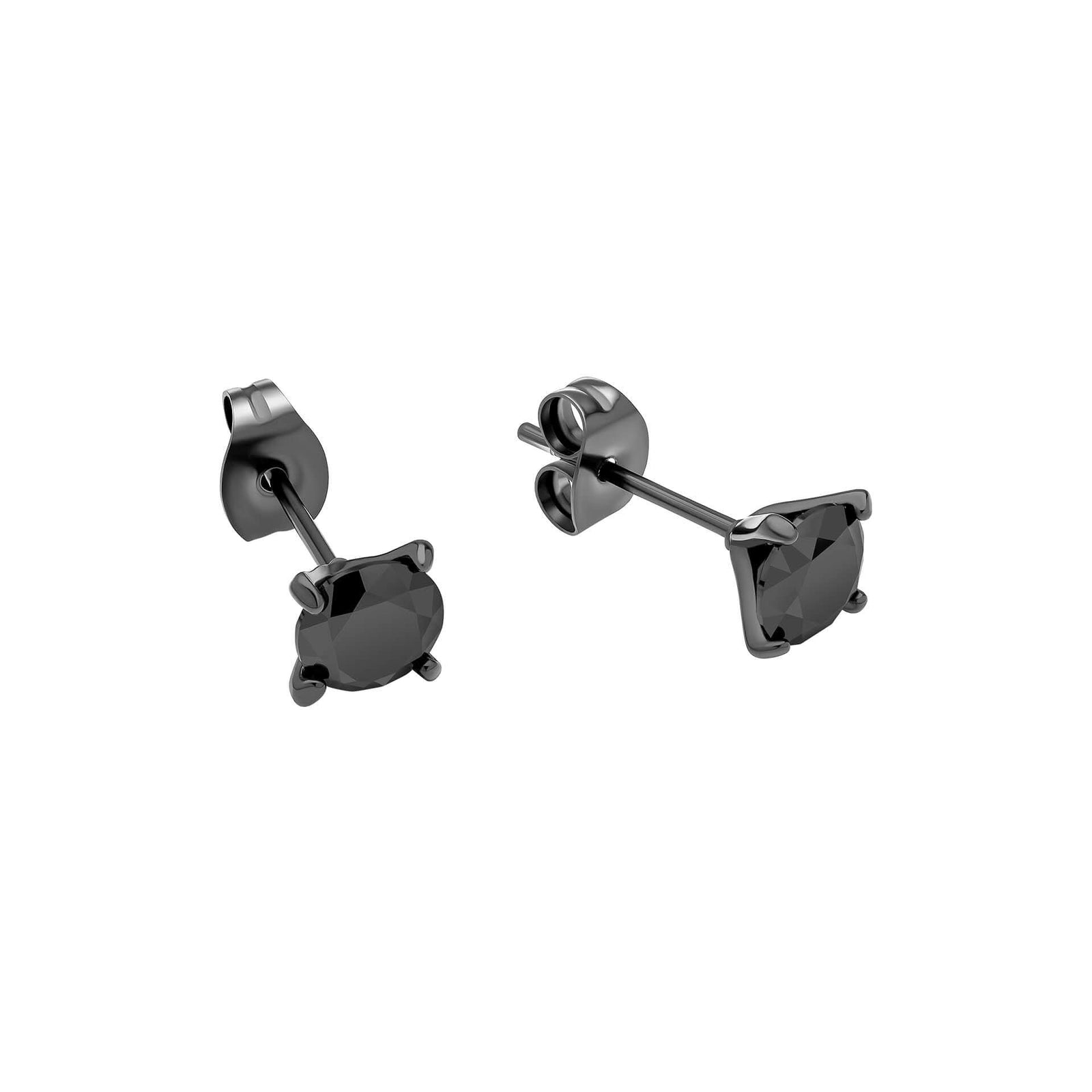 Stainless Steel Black Zirconia Stud Earrings E6571B