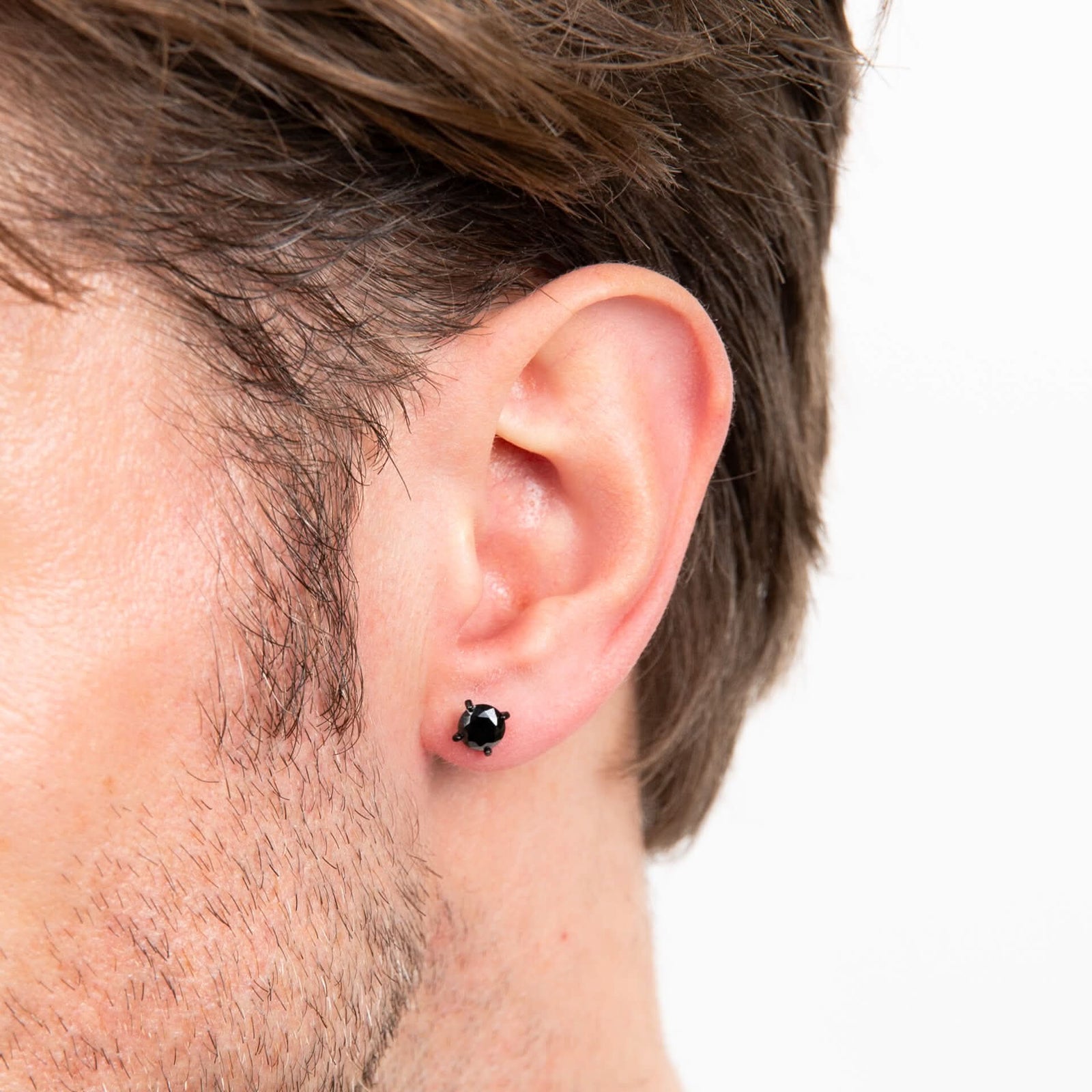 Stainless Steel Black Zirconia Stud Earrings E6571B