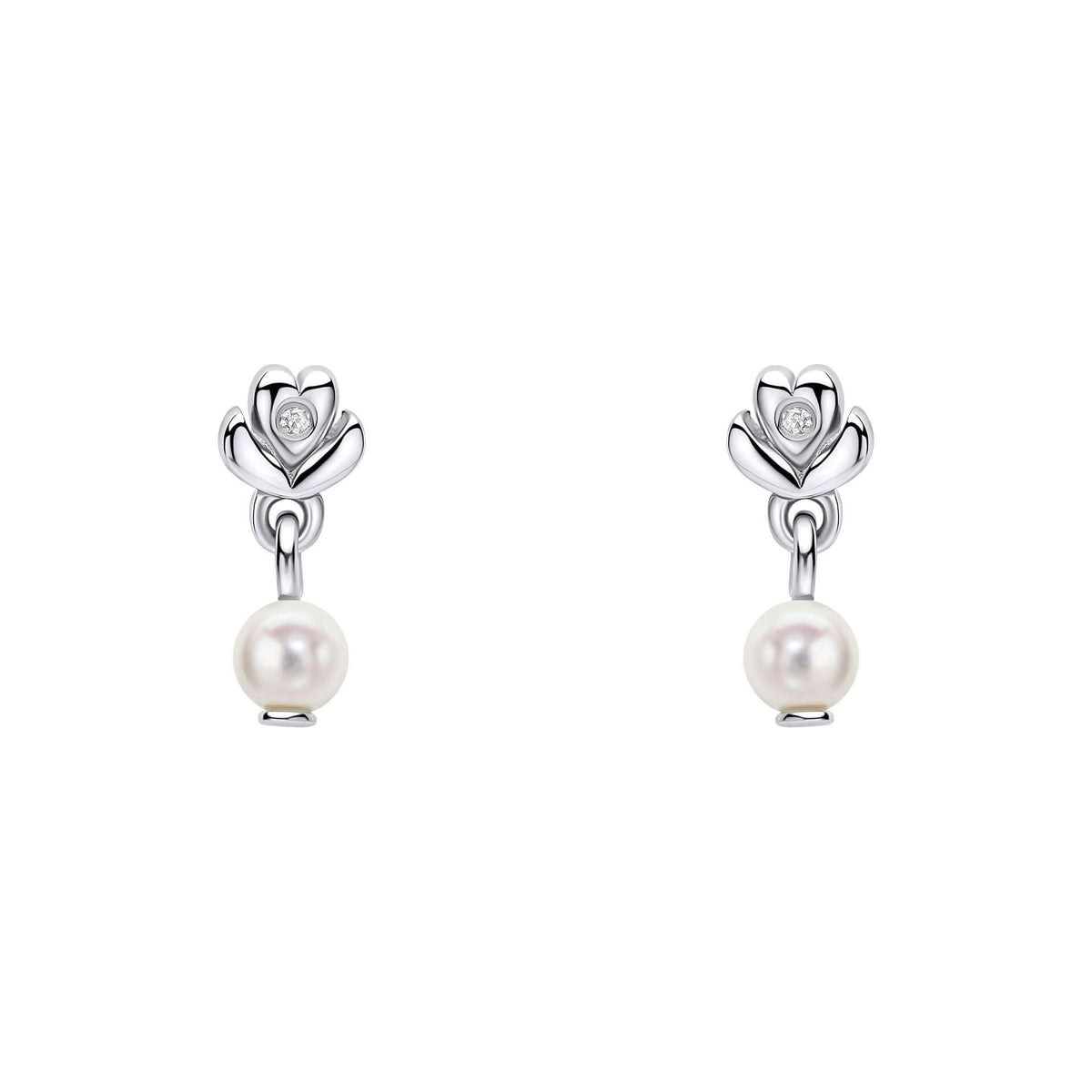 D for Diamond Sterling Silver Pearl Drop Earrings E6588W