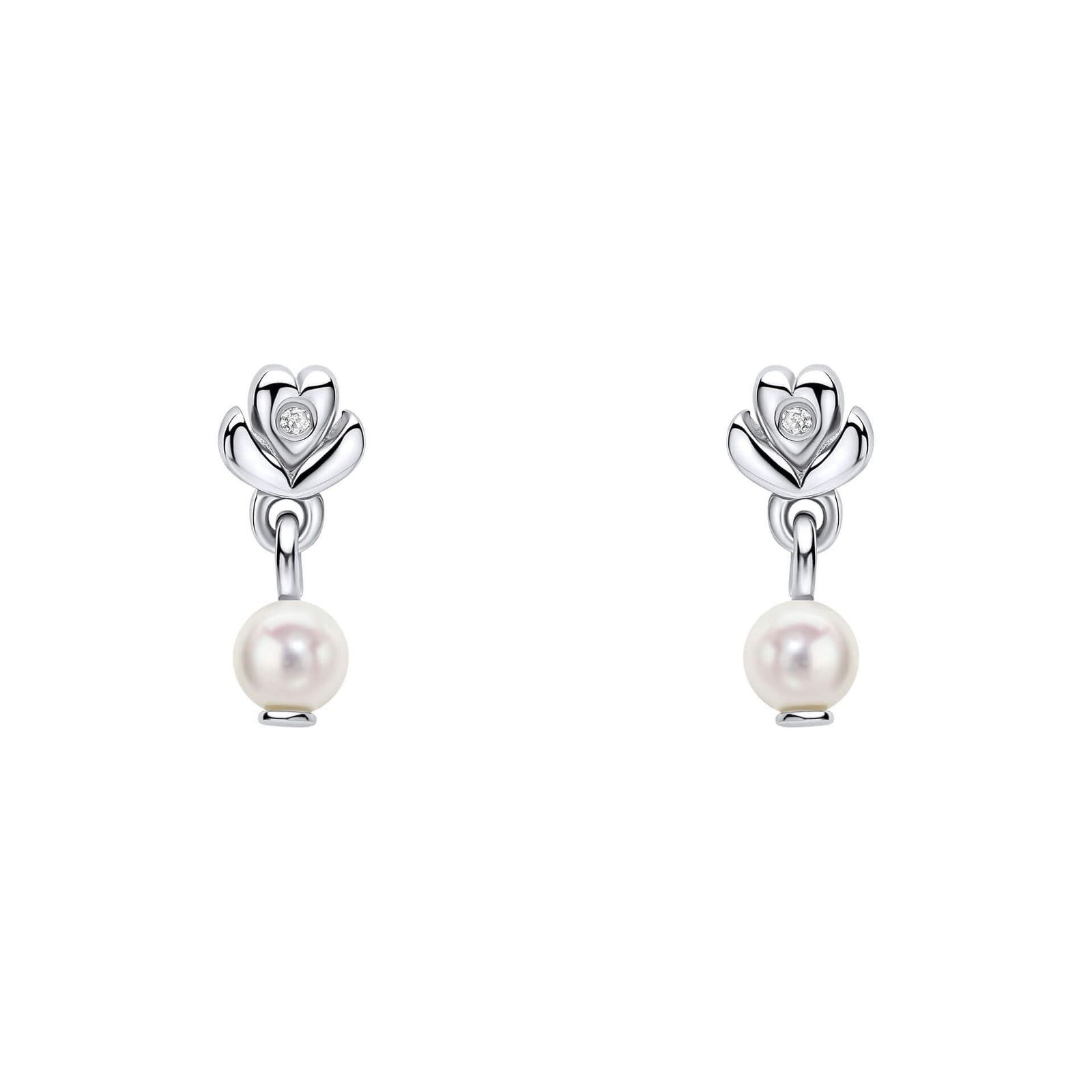 D for Diamond Sterling Silver Pearl Drop Earrings E6588W