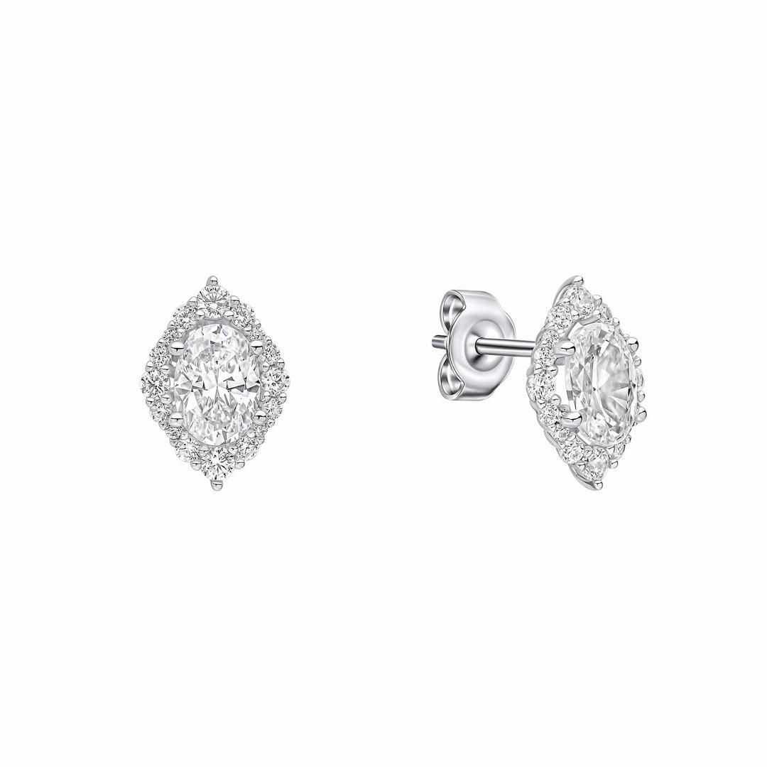 Diamonfire Cubic Zirconia Oval Cluster Stud Earrings E6592