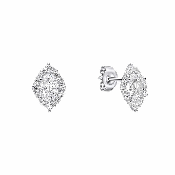 Diamonfire Cubic Zirconia Oval Cluster Stud Earrings E6592