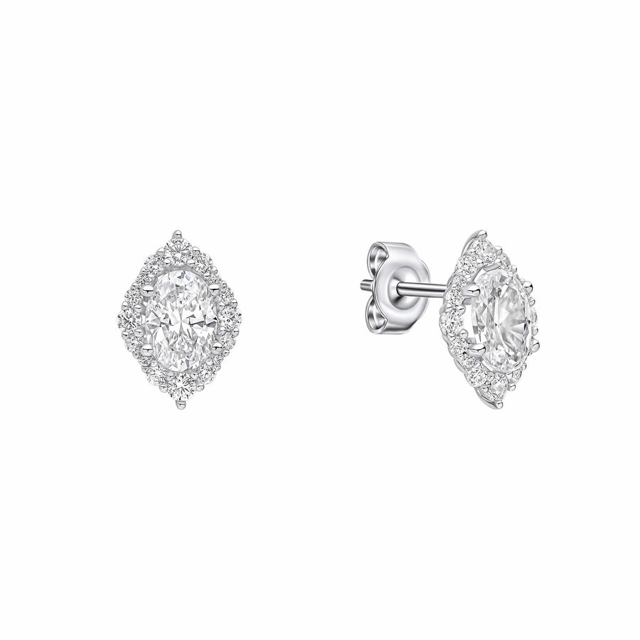 Diamonfire Cubic Zirconia Oval Cluster Stud Earrings E6592